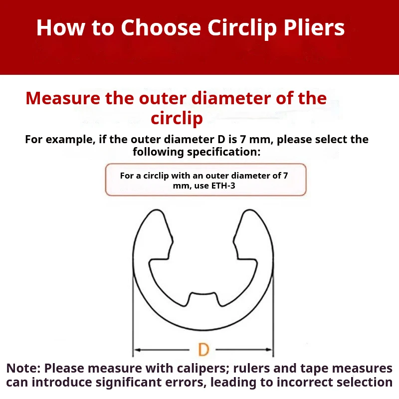 E-Clip Pliers E-Ring Circlip Tool ETH Snap Ring Retaining Ring Installer Remover for Shaft 3mm to 30mm Assortment