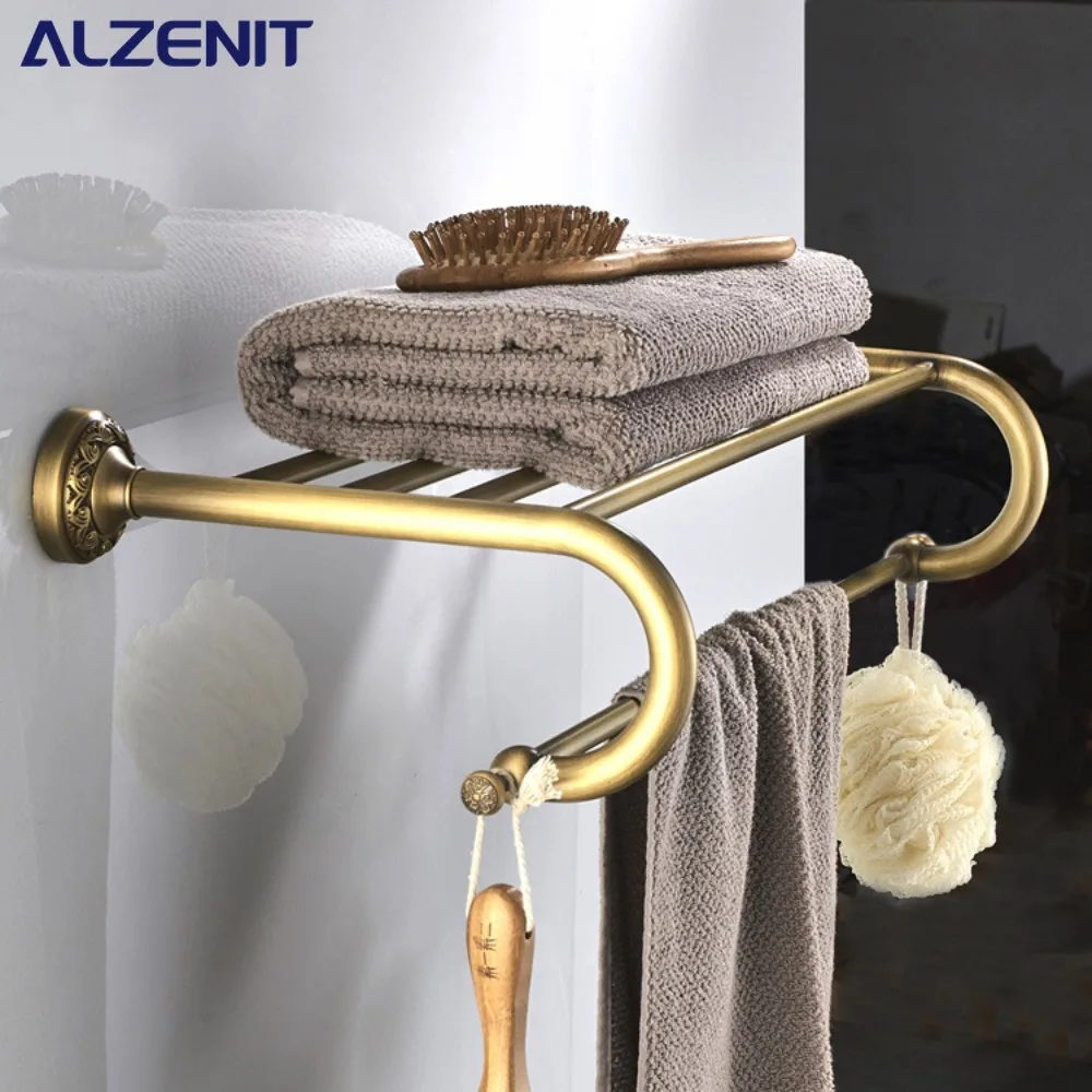 

Ретро держатель для полотенец подвеска для ванной комнаты настенная медная полка для хранения классическая двухслойная вешалка для полотенец аксессуары для ванной комнаты