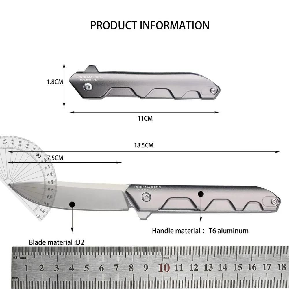 FERRUM Folding Pocket Knife D2 Blade T6 Aluminum Handle High Quality EDC Outdoor Camping Hiking Survival Hunting Cutting Tool