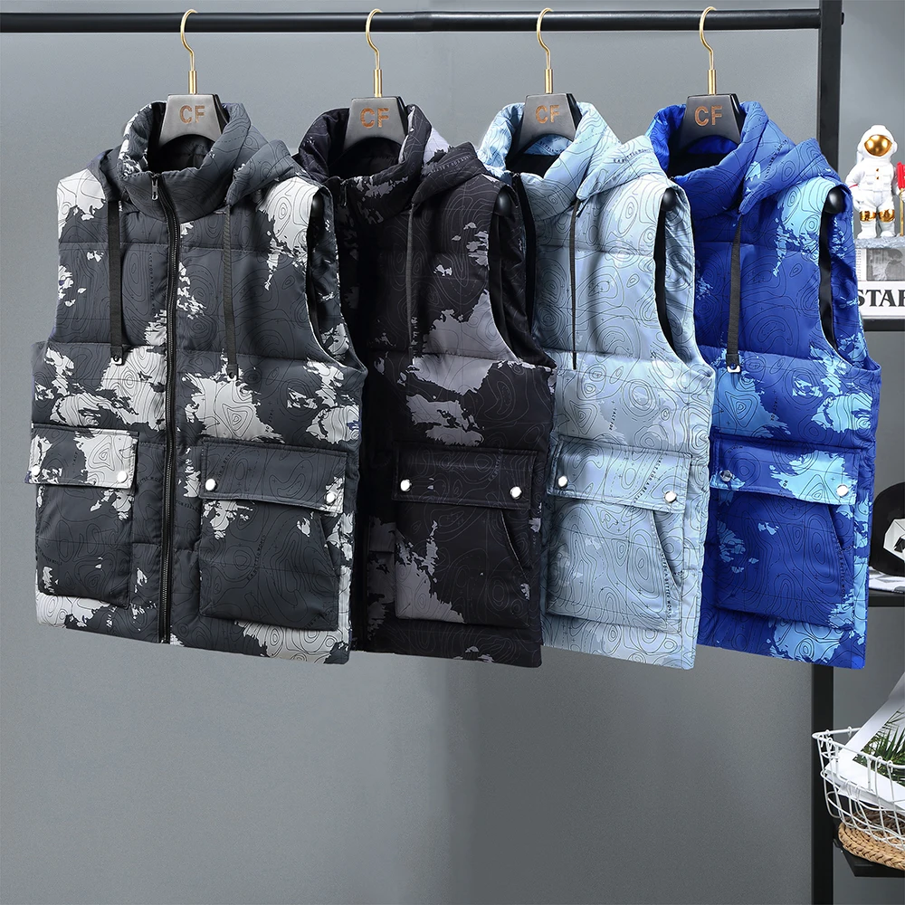 Large Size 8XL Mens Camouflage Thicken Vest Winter Warm Sleeveless Jacket Male Fashion Casual Vest Waistcoat Men Working Clothes