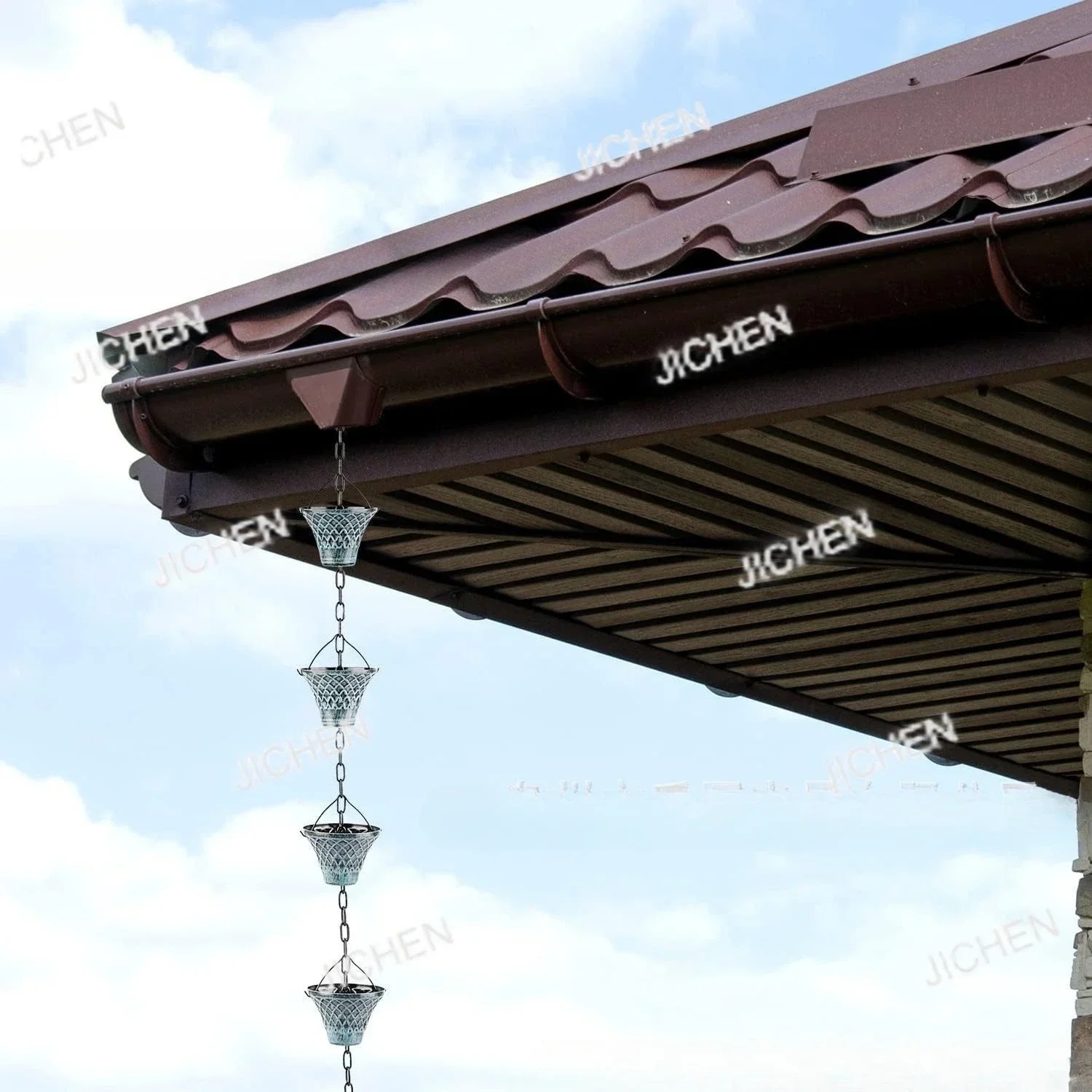 

jcJC1 Rain chain 2.8 meters gutter downpipe diverter outdoor decoration metal copper lattice rain chain