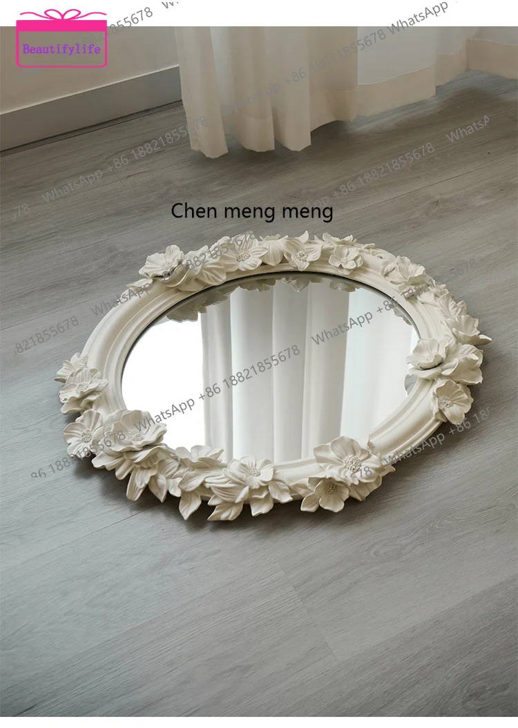 YL French decorative mirror living room porch background wall art wall hanging mirror cream wind carved bathroom mirror