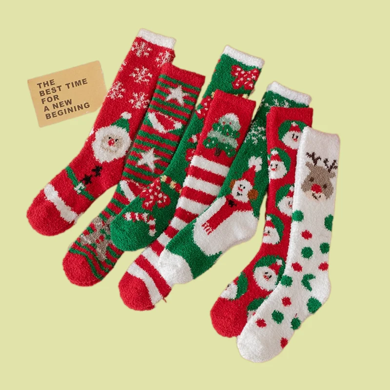 7/14 Pairs Comfortable Cute Girl Stacked Socks Women's Casual Socks  Autumn And Winter Style Internet Chirstmas Socks