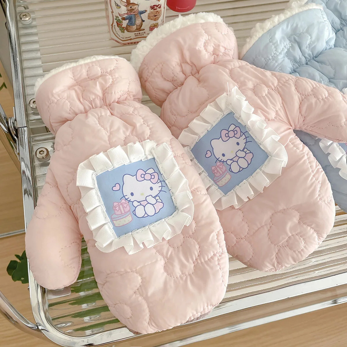 قفازات سانريو هالو كيتي الدافئة المقاومة للبرد، قفازات ركوب الدراجات الدافئة، إكسسوار حراري، هدية عيد الميلاد #4