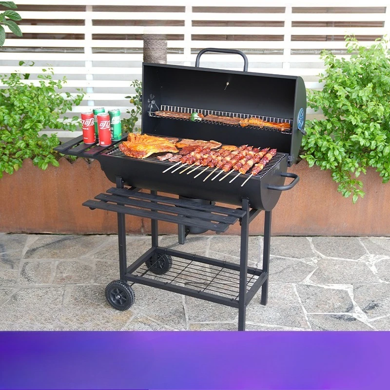 Electric Outdoor Camping BBQ Grill Automatic Skewers Charcoal American BBQ