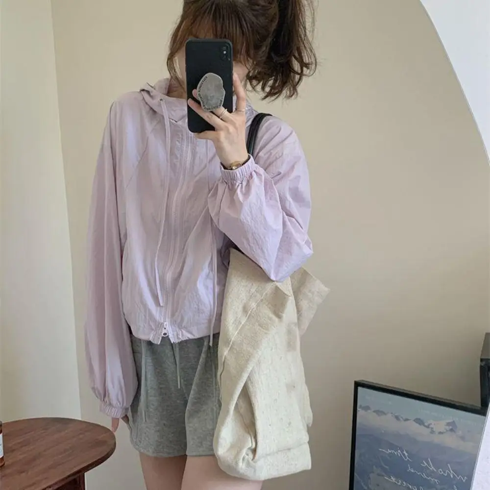 الرباط ملابس الحماية من الشمس طويلة الأكمام طويلة الأكمام مقنعين واقية من الشمس أعلى الكورية نمط المضادة للأشعة فوق البنفسجية سريعة الجافة السترات النساء