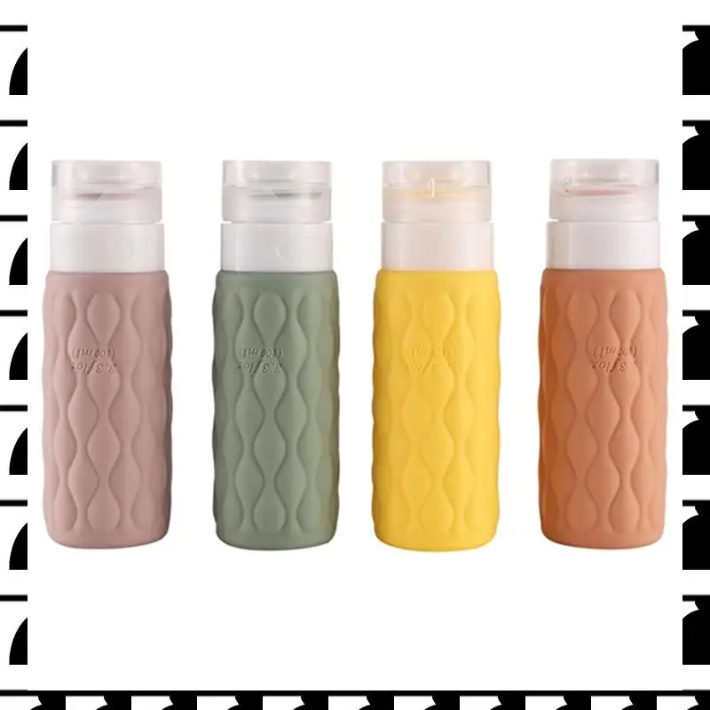 

A44U 4 шт., 100 мл, набор силиконовых дорожных бутылок для туалетных принадлежностей, сжимаемый для косметического шампуня, крема, кондиционера, лосьона, мыла