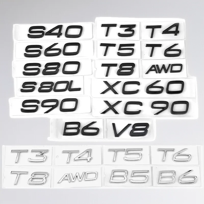 

3D Car Sticker XC90 AWD D2 D3 D4 D5 D6 D7 T8 V8 Displacement Emblem Rear Badge Decal For Volvo V40 V60 S60 C30 S90 Accessories