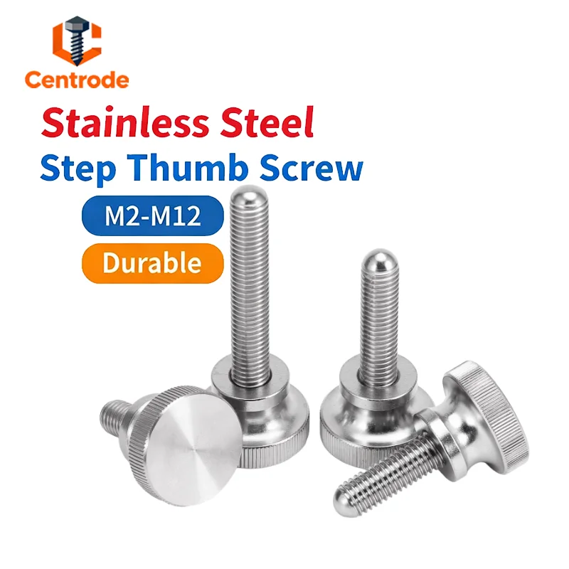 303 Stainless Steel Thumb Screws | Small Head Step Flat Head Knurled Quick-Release Bolts with Handle Adjustable Screws