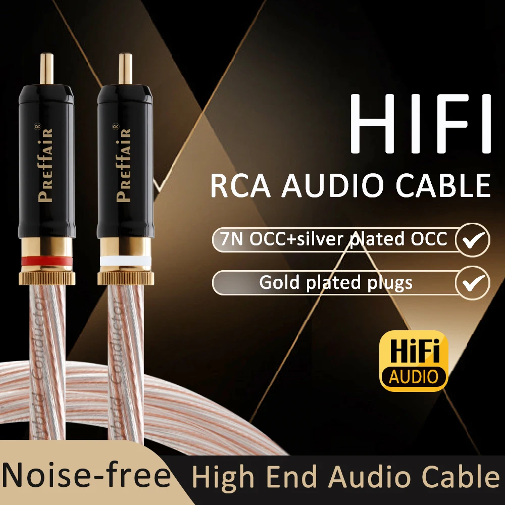 HiFi RCA Cable 7N OCC Copper Sliver Plated  RCA Connector Screws Soldering Lock Interconnect Cables use For Amplifier