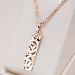 Kinel New Fashion Square Wide Pendant Necklace for Women 585 Rose Gold Silver Color Mix Boho Long Necklace Ethnic Retro Jewelry