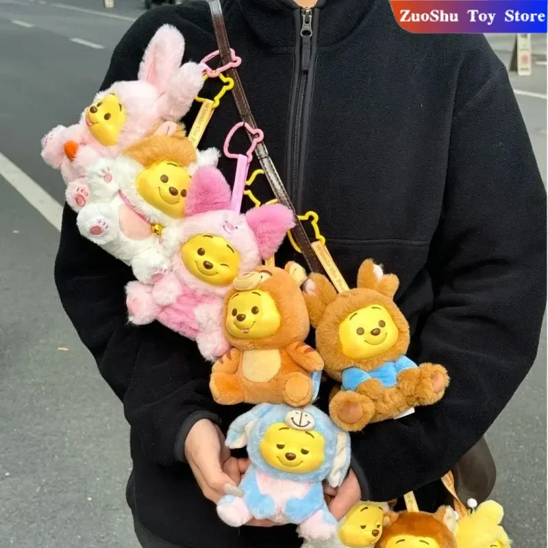 

Disney Winnie Blind Box the Pooh Naughty Party Vinyl Plush Pooh Bear Bag Pendant Mystery Box Surprise Toy Cute Doll Decor Gifts