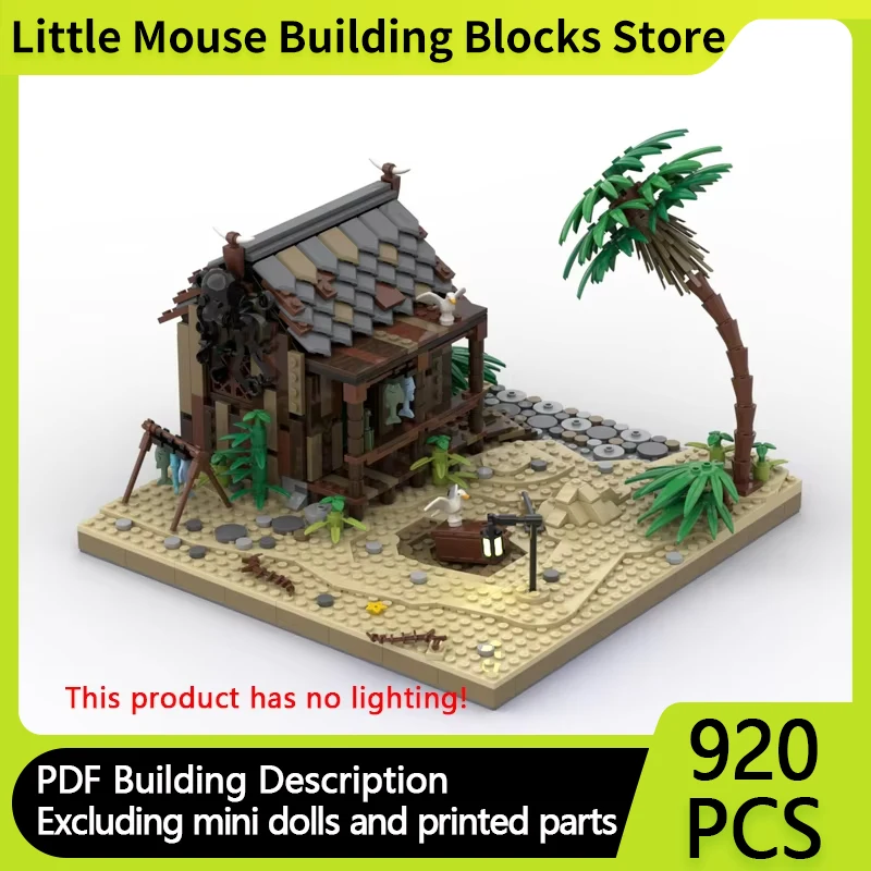 Street View Model MOC Building Bricks Seaside Fisherman's Hut Modular Technology Gifts Holiday Assemble Children Toys Suit