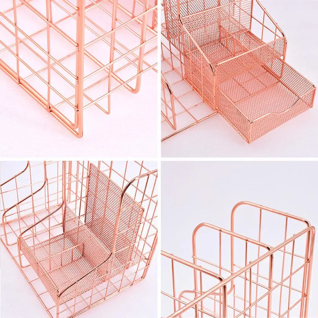 

Rose Gold Desk Organiser Home Office School Supplies Stationary Storage