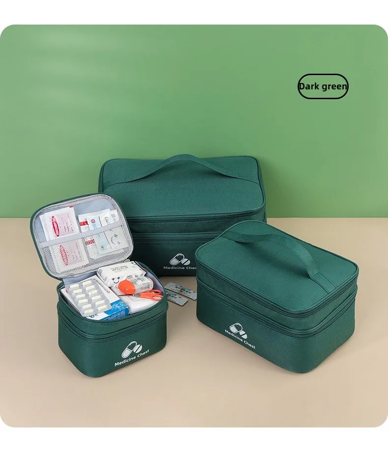 Tragbare doppelschichtige medizinische Tasche, große Kapazität, Medikamenten-Aufbewahrungstasche, für Reisen und Outdoor, tragbares Notfallrettungs-Erste-Hilfe-Set – Detail 9