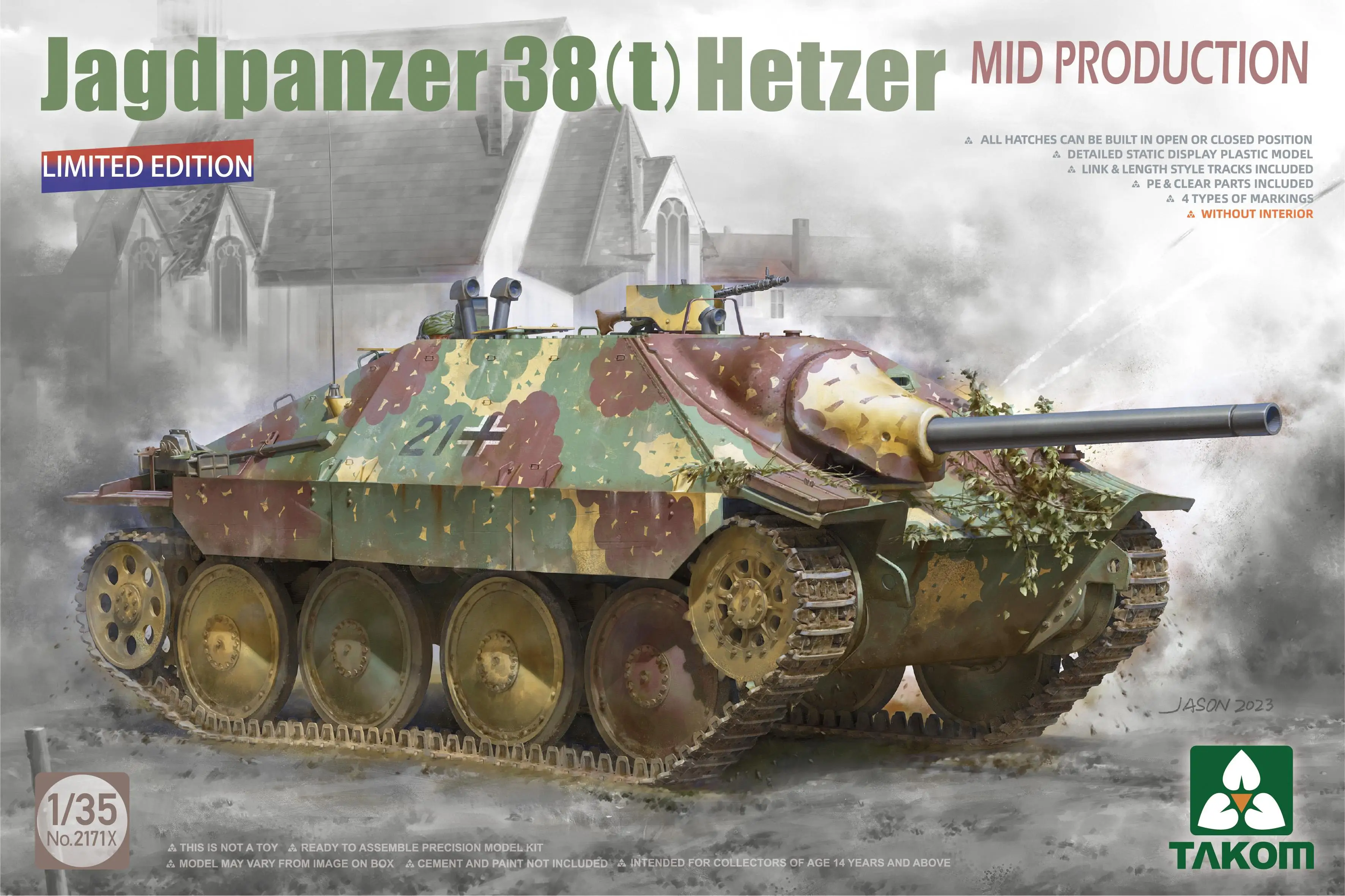 

TAKOM 2171X 1/35 Jagdpanzer 38(t) Hetzer среднее производство без внутреннего комплекта пластиковых моделей ограниченного выпуска