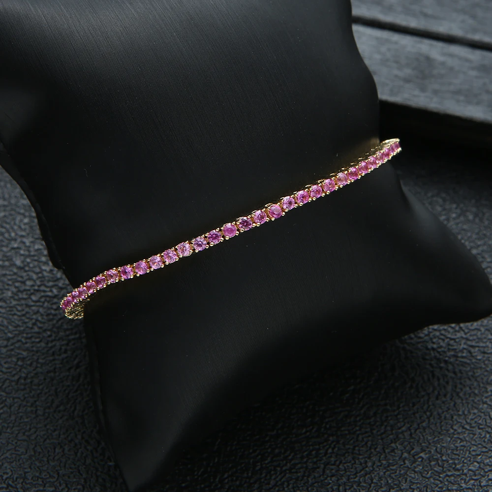 Luxurious AAA Zircon Elements Hemp Rope 2mm Crystal Bracelet White Gold-Color For WomenTedding Jewelry S0478