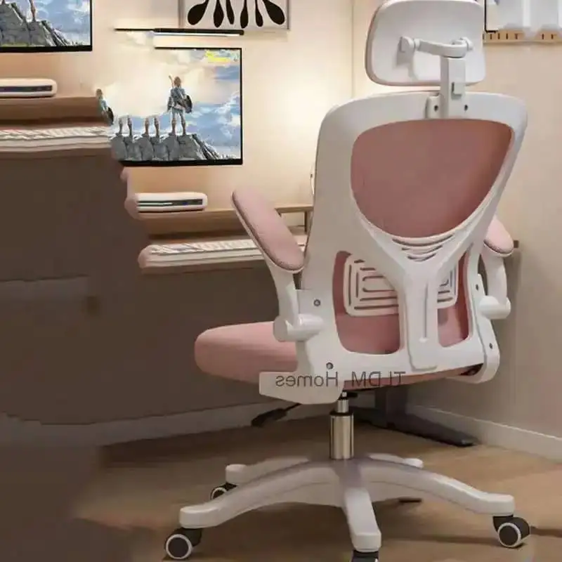 Escritorio cadeira de jogo giratória ergonômica massagem de escritório confortável cadeira de jantar rosa trabalho rolando móveis de escritório