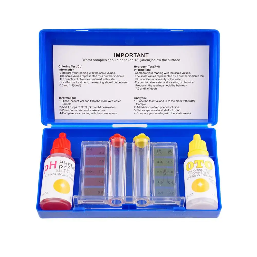 Test del cloro PH Kit per test della qualità dell\'acqua liquida Piscina Idroponica Cloro PH Liquido Ispezione Tester dell\'acquario