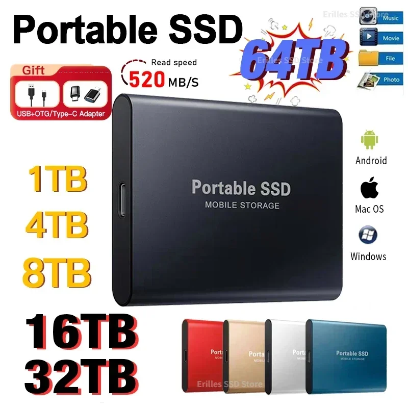 

2024 New external Hard disk 1TB Solid-state SSD 2TB External hard drive High-Speed Mini Disk Hard Drive for Laptop/Mac Original