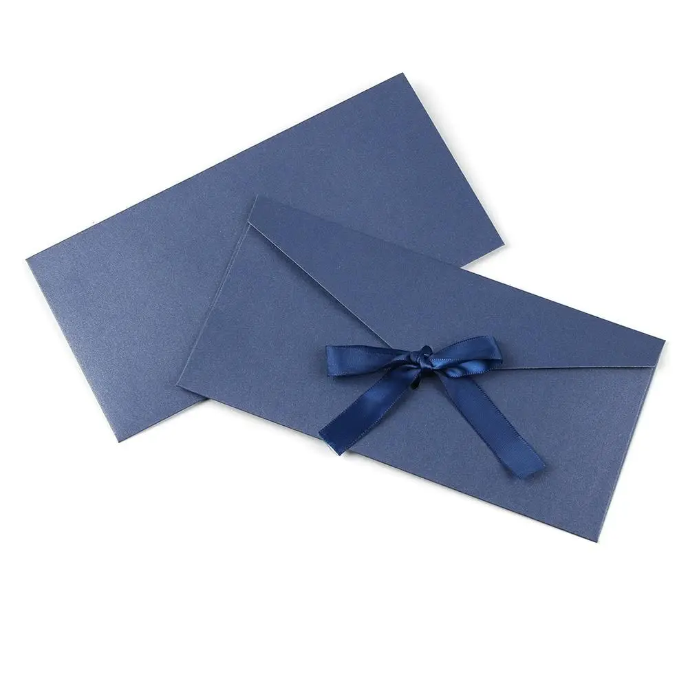 10 Pcs/ Set Gift Multicolor Creative Bow Ribbon Mailer Greeting Card Bags Pearlescent Paper Envelop Envelope
