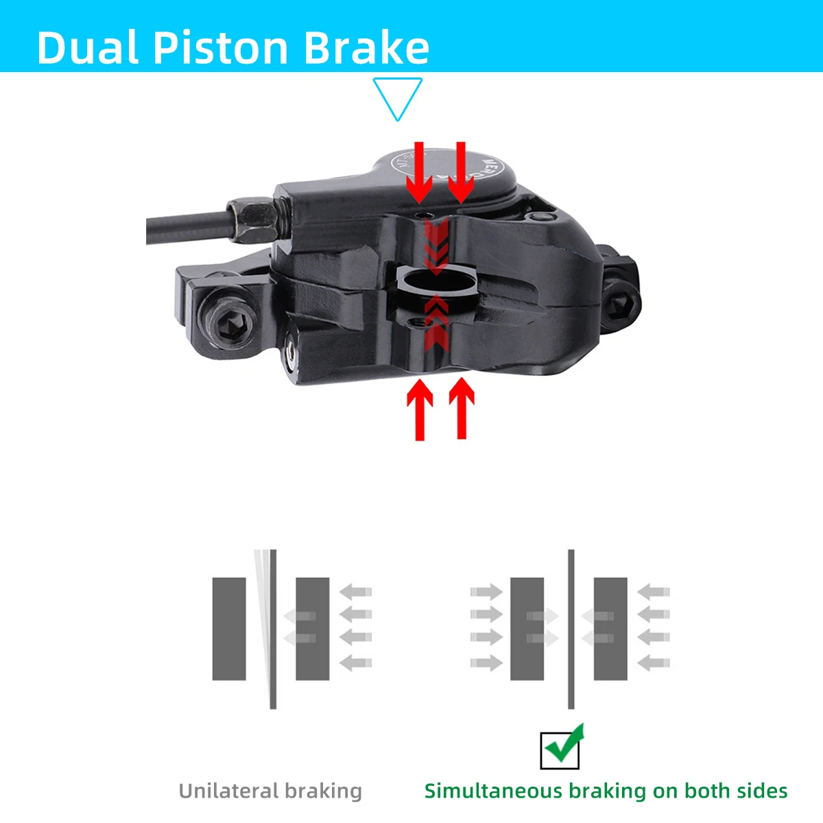 MEROCA MT500 Mountain Bike Disc Brake 2 Piston Bilateral Brakes 3 Finger Brake Lever Bicycle Hydraulic Brake