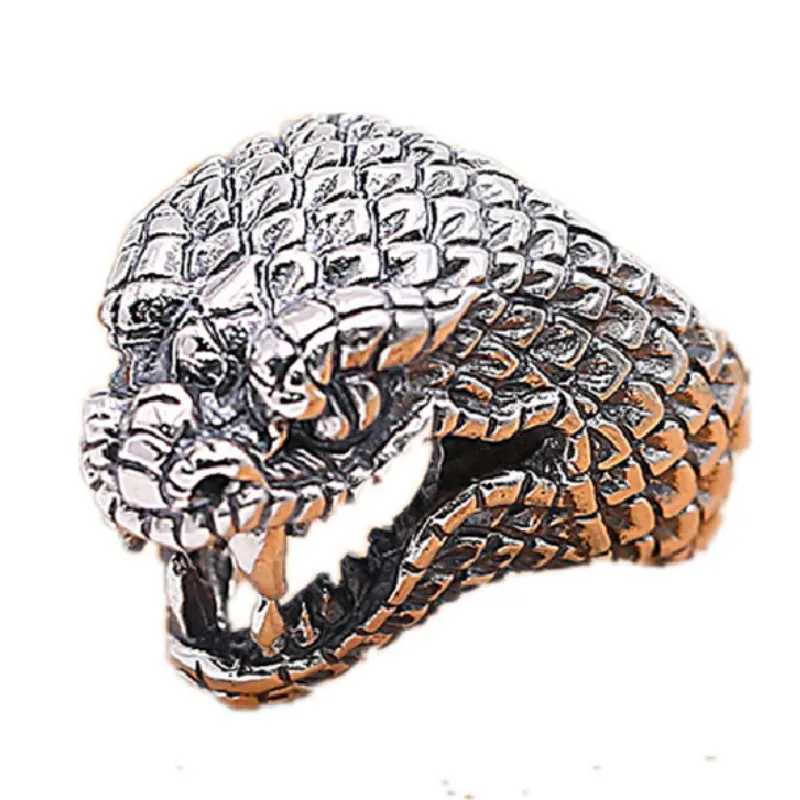 

BOCAI S925 Sterling Silver Ring for Men Snake Head New Fashion Popular Personality Pure Argetnum Punk Jewelry Wholesale