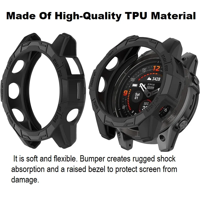 Capa protetora para Garmin Epix Pro, amortecedor de TPU macio, estojo protetor à prova de choque, Fenix 7, 7s, 7x Pro relógio inteligente, 51mm, 47mm