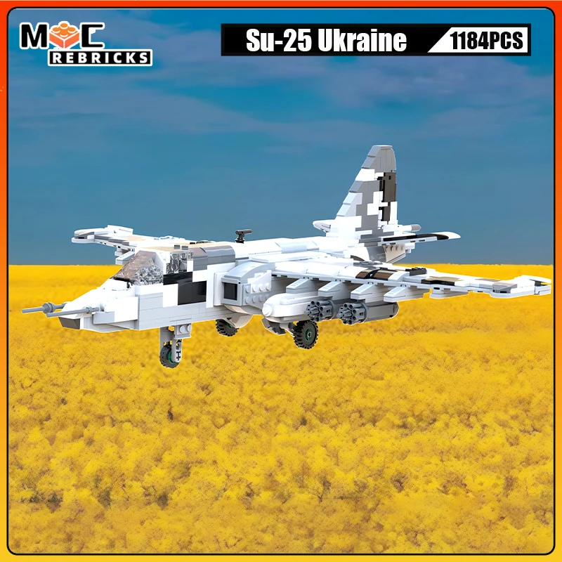 MOC Air Support Battle Aircraft Su-25 Military Jet Fighter Technology Building Blocks Assembly Model Kid's Bricks Toys Xmas Gift