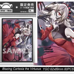 60PCS/PACK Yu-Gi-Oh! Figure Red Blazing Cartesia the Virtuous Card Sleeves Anime Yugioh Girl Cards Sleeve Protective Case