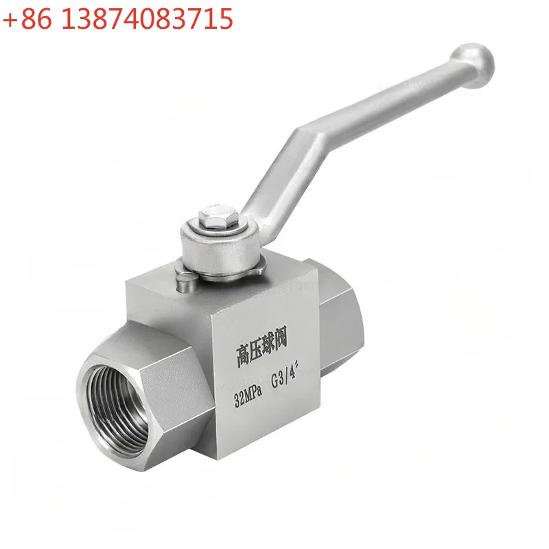 304 Stainless Steel High Pressure Wire Straight Through Ball Valve Hydraulic Valve 32 Trillion Pa Long Handle Internal Thread