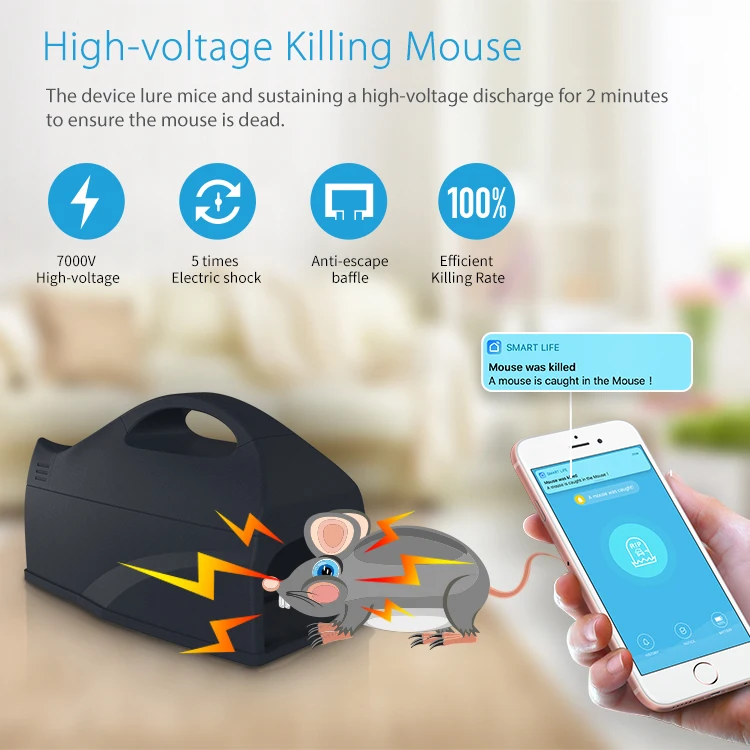 aixi-SHS Tuya WiFi Smart Mousetrap Smart Wireless Mice Trap Rat Killer Alarm Waterproof Smart Life APP Control