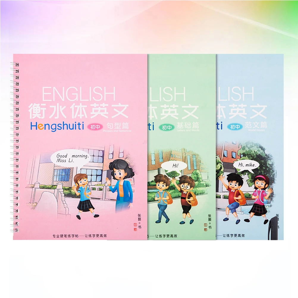 

3 Pcs Copybook English Sentence Style Writing Practice Letter Exercise Groove Adults Word