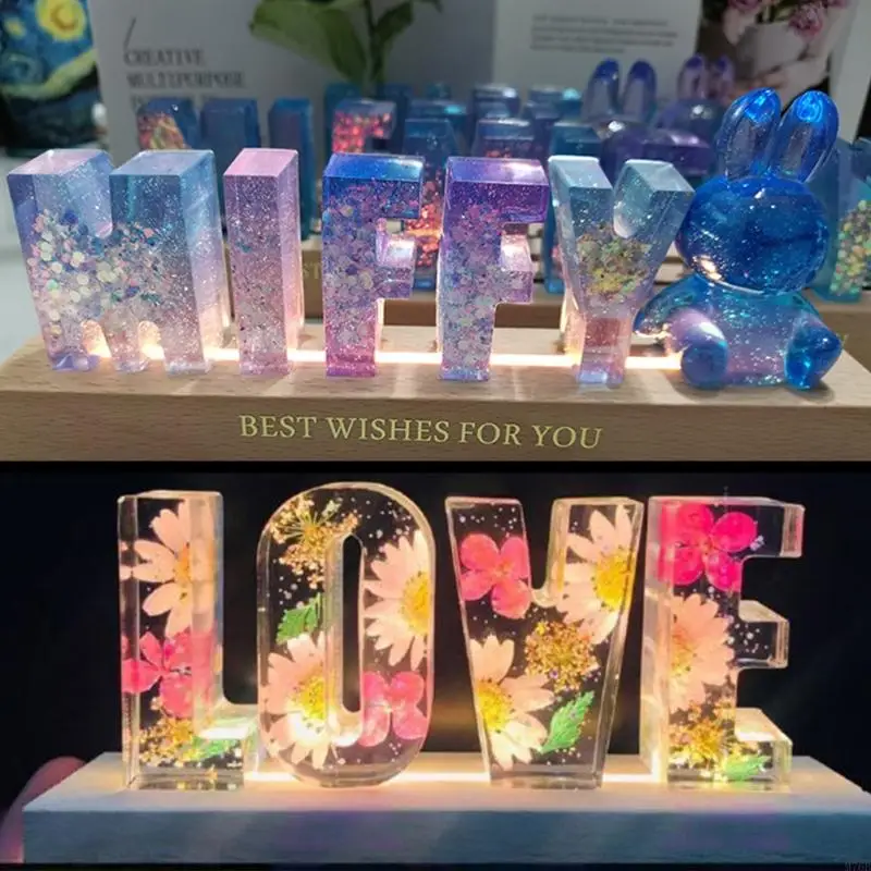 M76B Resina Art Rectangle lCrystal madera madera luces PEDESTAL