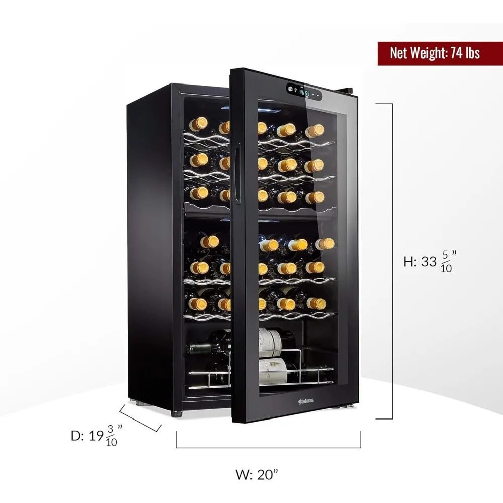 Bottle Dual Zone MAX Compressor Wine Cooler – Freestanding Mini Fridge with Digital Touchscreen, LED Display,