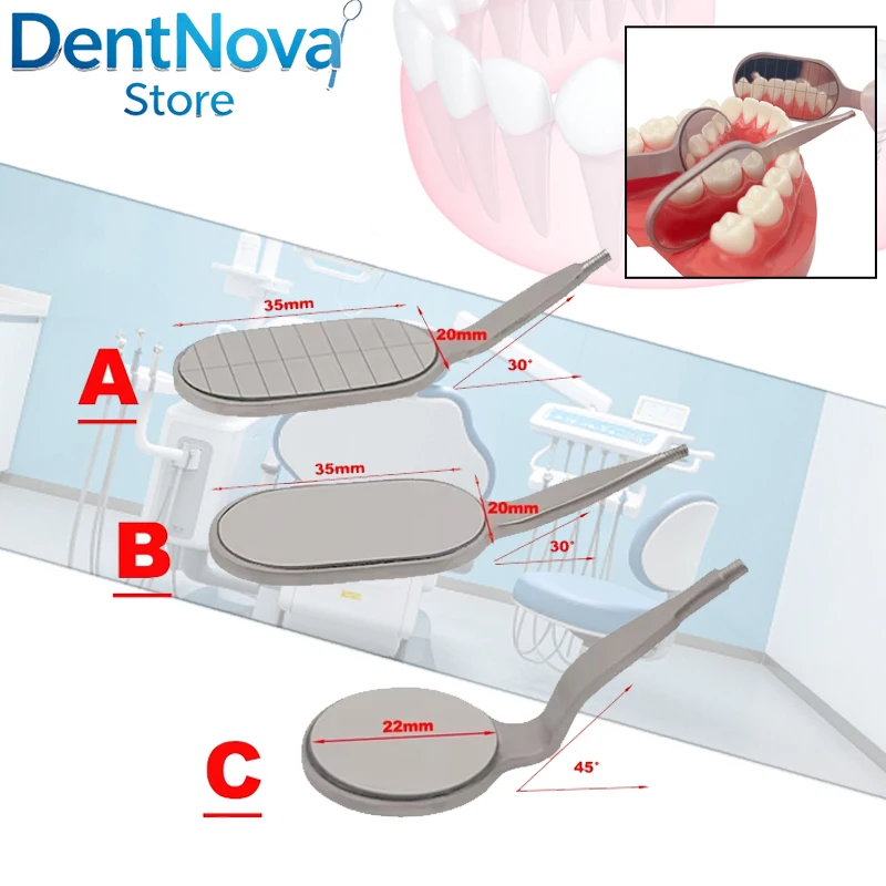

Fog-Free Rhodium Dental Mirror High-Reflectivity Stainless Steel Dental Tool Long Shape Reusable Mouth Reflector for Exams