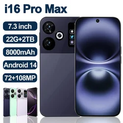 Original i16 Pro Max Smartphone 5G 7.3inch Snapdragon 8gen3 22G+2TB Cell Phone Dual SIM MobilePhones 8000mAh Android 14 NFC