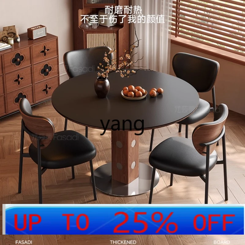 

Lhh Vintage Style Rock Slab Balcony Small Tea Table Retro Solid Wood Dining Table and Chair Set