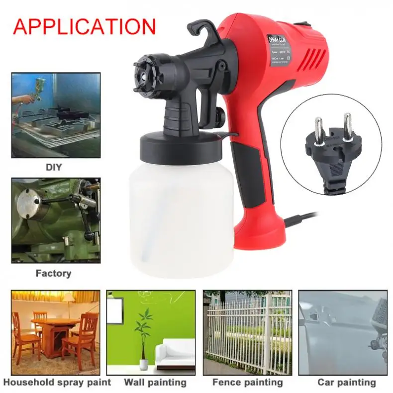 Imagem -04 - Pulverizador Automático o Portátil da Pistola de Pintura Elétrica com Potenciômetros Plásticos do Calibre do Bocal de 2.5 mm de Alta Pressã 110v 220v 400w 800ml