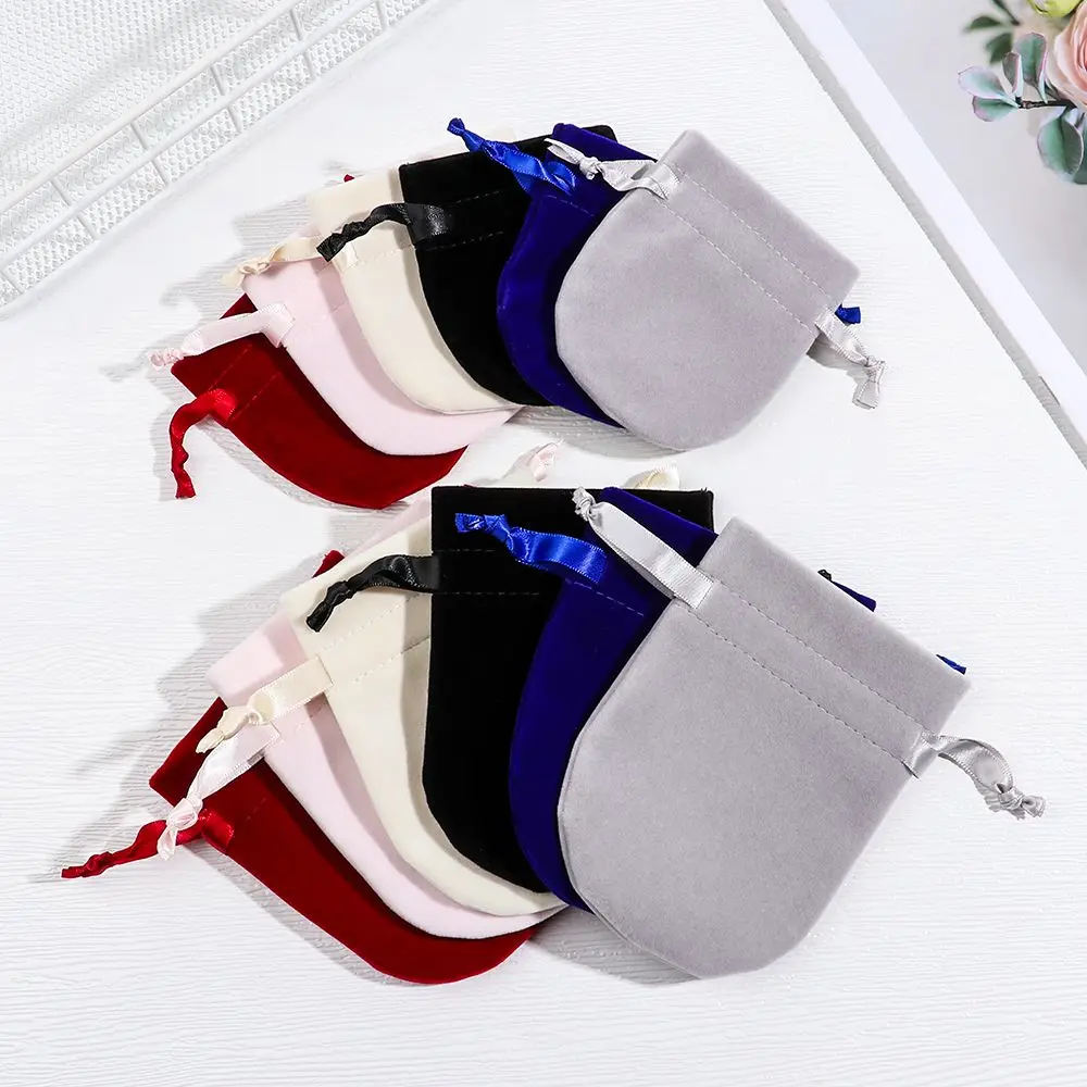 Fashion Necklace Wrapping Bag Portable Storage Pouch Jewelry Packaging Bag Drawstring Pouches Round Velvet Bag