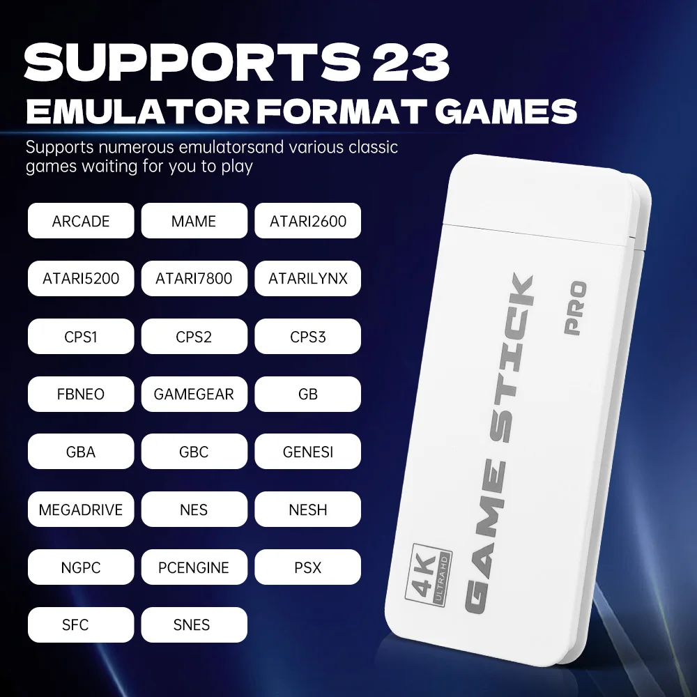 M15 Game Stick 4K Mini consola de videojuegos Retro 2,4G mando de juegos inalámbrico consola de juegos portátil 64GB 20000 juegos HDMI Out