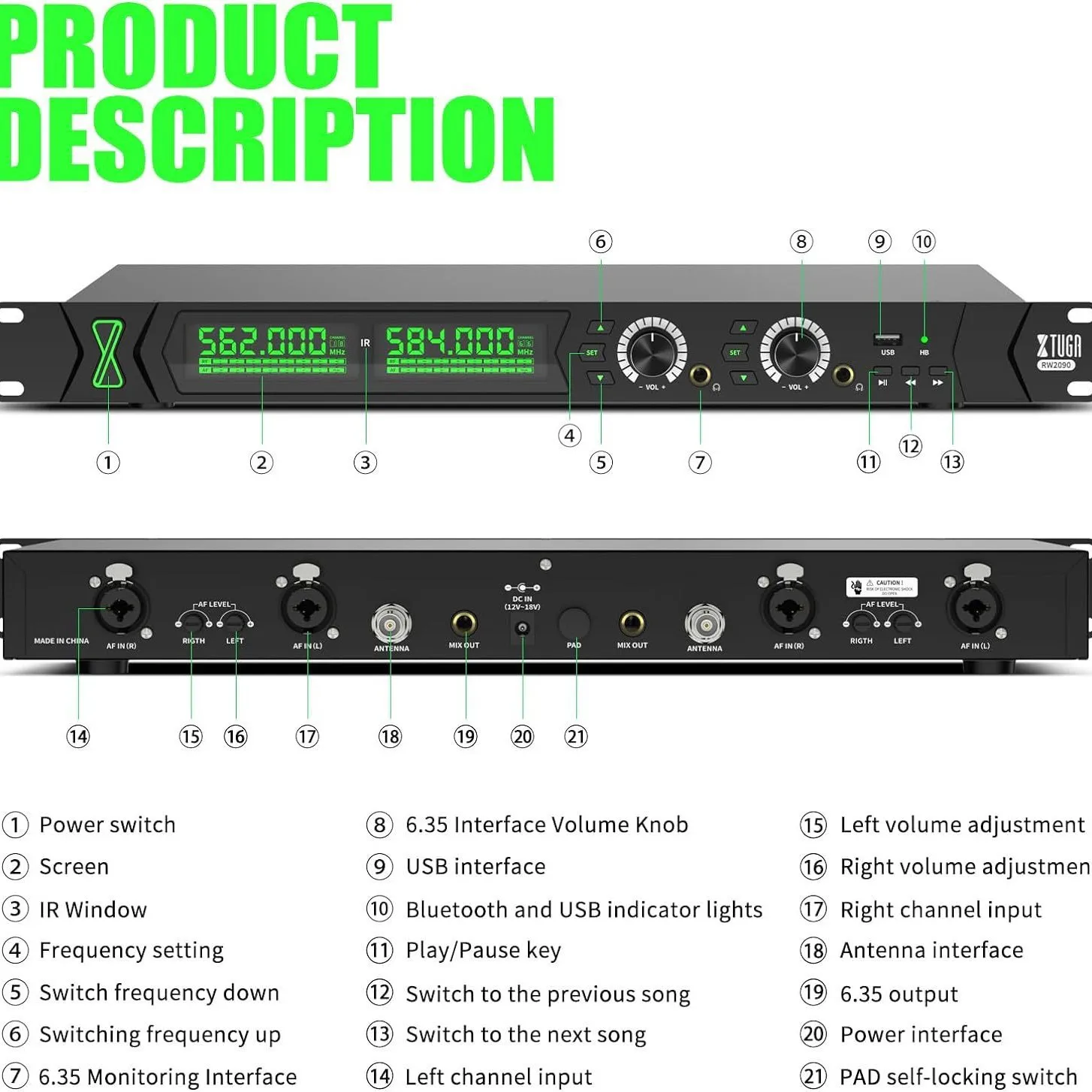 Professional stage wireless earphone monitoring system One to two in-ear earphones Listen back to the band singer