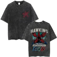Camiseta Vintage lavada The Demogorgon Cannibal Flower Monster, camisetas gráficas de Eddie Munson, camisetas informales de gran tamaño para hombres y mujeres