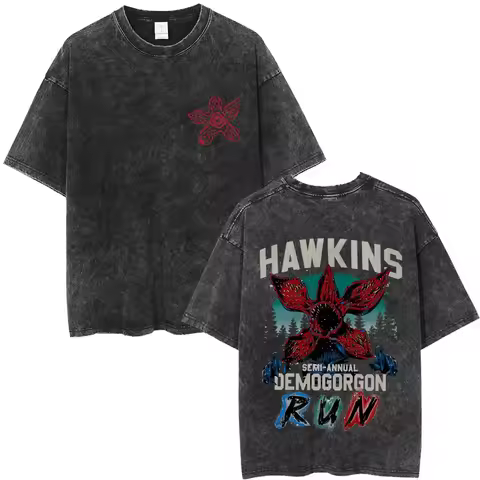 Washed Vintage The Demogorgon Cannibal Flower Monster Graphic T-shirt Eddie Munson T Shirts Men Women Casual Oversized T-shirts