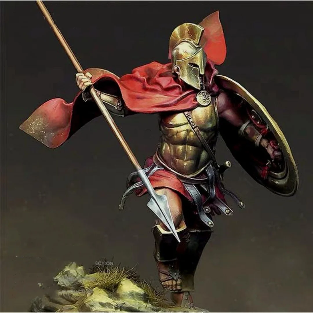 Spartan Warrior, Maßstab 1:24, Vollharz-Figur, Modellbausatz, zum Zusammenbauen von Miniaturen, unmontiert, unbemalt, zum Sammeln von Hobbyspielzeug, Geschenken