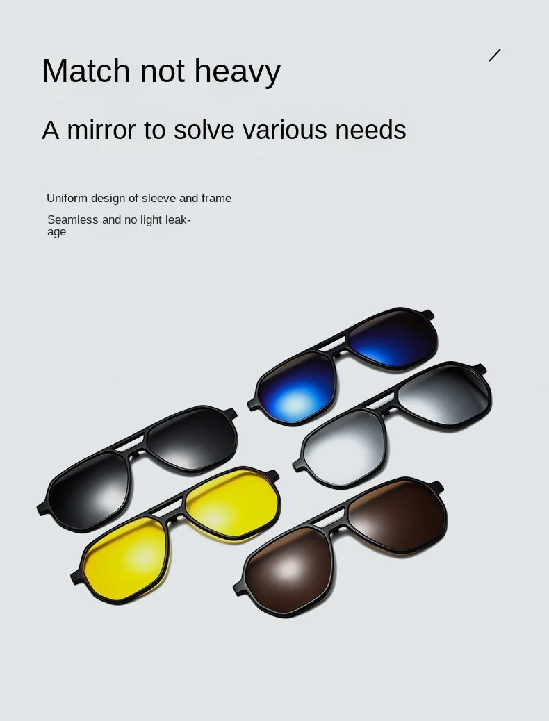 VCKA Sport-Myopie-Sonnenbrille mit großem Rahmen, 2025, 6-in-1, polarisiert, verschreibungspflichtig, magnetischer Clip, für Herren und Damen, Brillen – 0,5 bis -6,0 – Detail 3