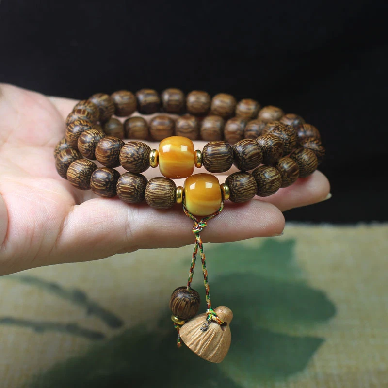 

Двухслойный браслет из агарового дерева в старинном стиле, 8 мм, деревянные четки-лотосы, украшение для мужчин и женщин