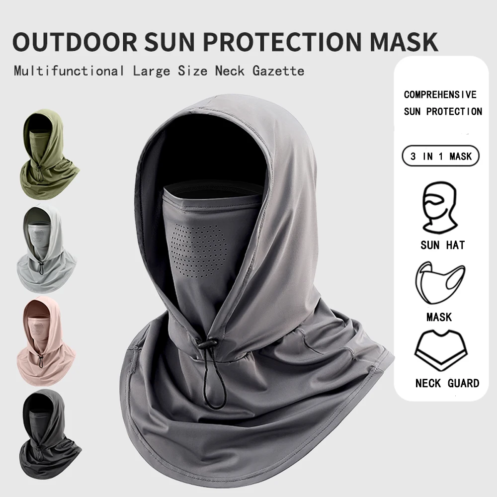Outdoor Sports Sun Protection Mask Hat All-in-One Summer Fishing Sun Hat Full Face Ice Silk Breathable Scarf Driving and Cycling