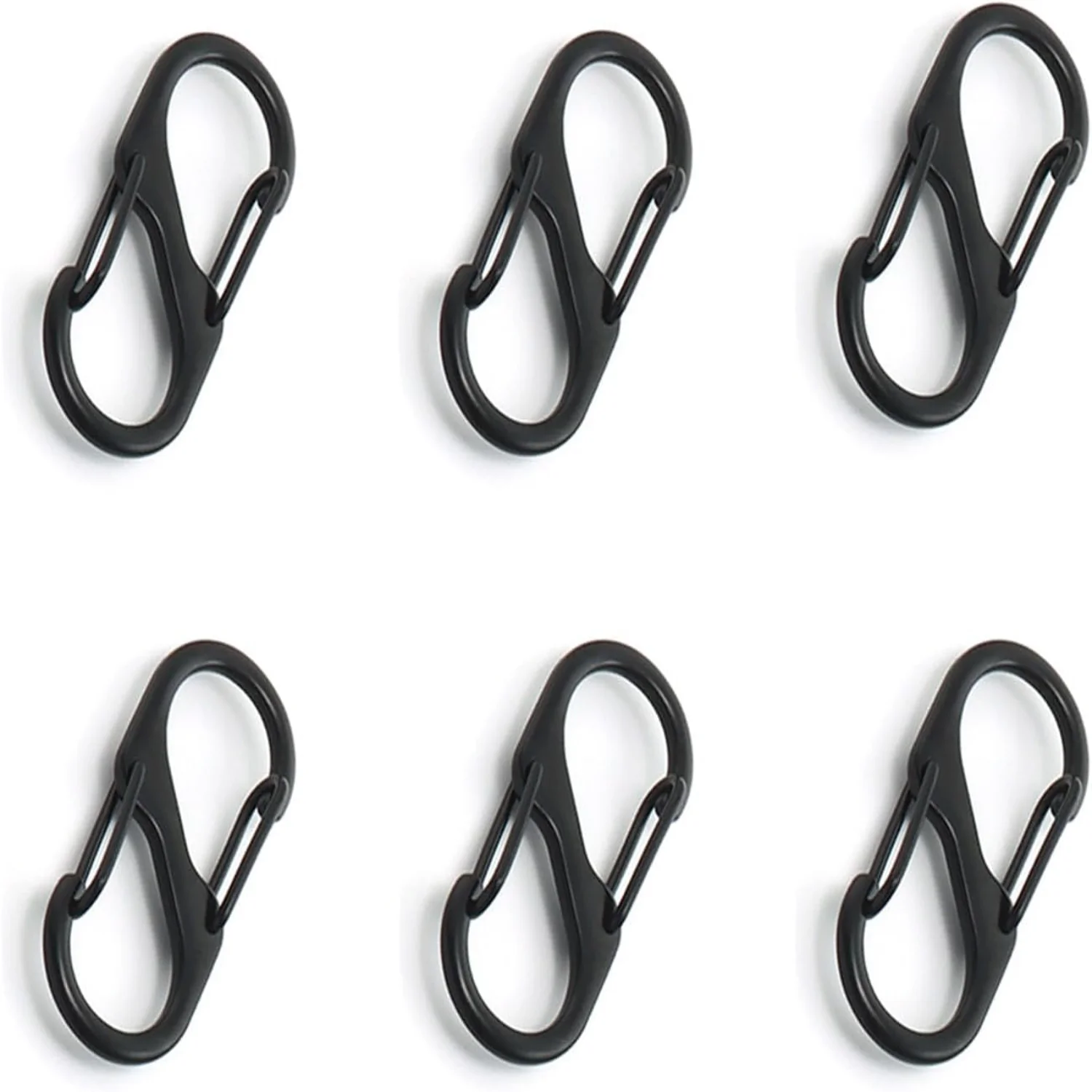 Convenient, Practical, and Durable 6-Piece Set of Heavy Duty Double Sided Carabiner Clips- High Quality, Secure, and Reliable Ke