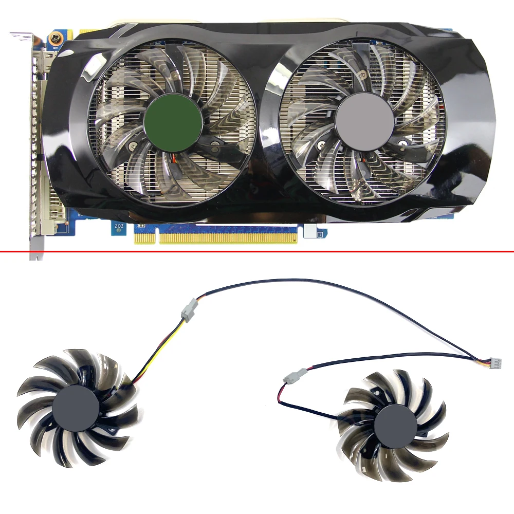 

NEW 75MM 2PIN 3PIN PLD08010S12H T128010SM GV-N460OC GPU FAN For GIGABYTE GTX 460 465 560 Ti 580 650 750Ti Graphics Card Fan